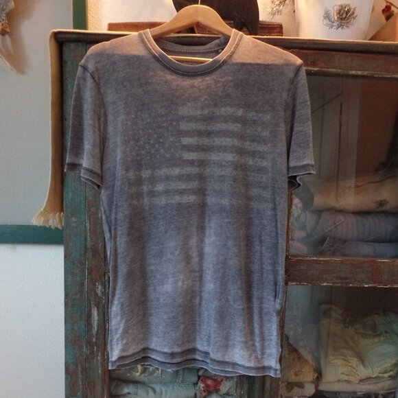 Lucky Brand Graphic Tee Burnout FLAG Shirt Lightweight NWOT SMALL - Picture 2 of 5